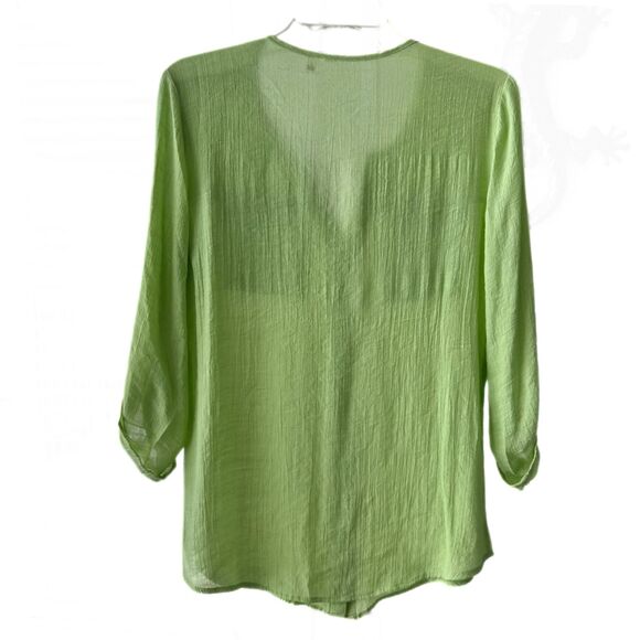 NY Collection Coastal Summertime Top Light Green Breathable Women’s Blouse S - Picture 4 of 7